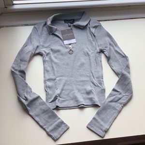 Top Shop Cropped Ribbed Half Zip